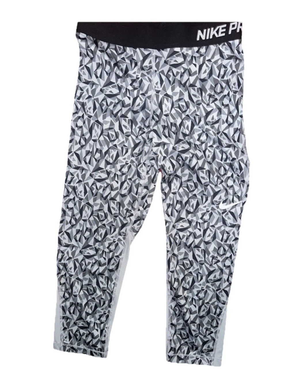 Nike Women’s Size M Black & Gray Geometric Print Performance Capri Leggings
